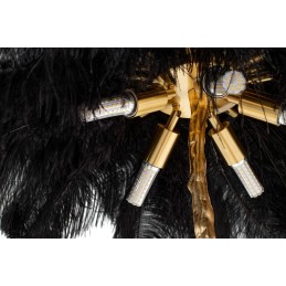 MOOSEE lampa podłogowa TIFFANY 175        czarna mosiądz / naturalne pióra