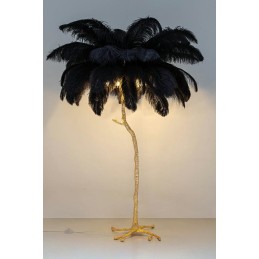 MOOSEE lampa podłogowa TIFFANY 175        czarna mosiądz / naturalne pióra