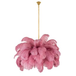 MOOSEE lampa wisząca TIFFANY 135 różowa   mosiądz / naturalne pióra