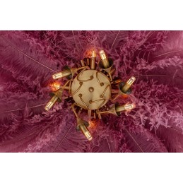 MOOSEE lampa wisząca TIFFANY 135 różowa   mosiądz / naturalne pióra