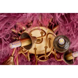 MOOSEE lampa wisząca TIFFANY 135 różowa   mosiądz / naturalne pióra