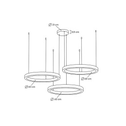 MOOSEE lampa wisząca RING 60 + 60 + 60    złota na jednej podsufitce