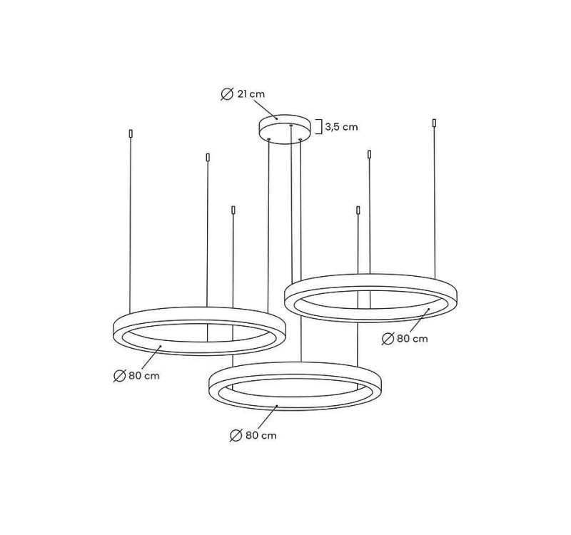 MOOSEE lampa wisząca RING 80 + 80 + 80    złota na jednej podsufitce