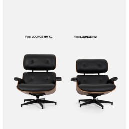 Fotel LOUNGE HM XL czarny / orzech z podnóżkiem