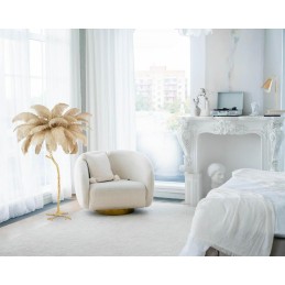 MOOSEE lampa podłogowa TIFFANY 175        beżowa mosiądz / naturalne pióra