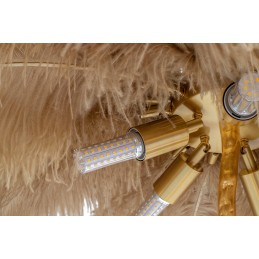 MOOSEE lampa podłogowa TIFFANY 175        beżowa mosiądz / naturalne pióra