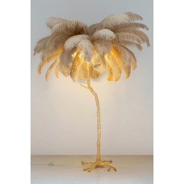 MOOSEE lampa podłogowa TIFFANY 175        beżowa mosiądz / naturalne pióra