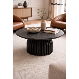 MaMaison stolik kawowy LEVANTE 75 czarny  marmur / drewno