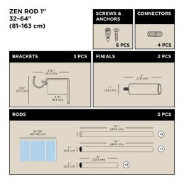 UMBRA karnisz ZEN 81 - 162 cm czarny