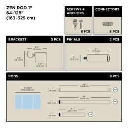 UMBRA karnisz ZEN 163 - 325 cm czarny