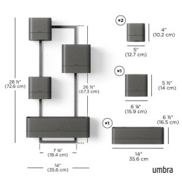 UMBRA zestaw doniczek CUBIKO czarny