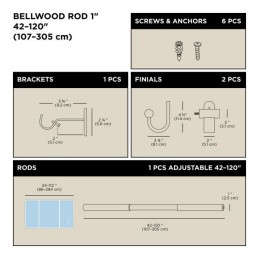 UMBRA karnisz BELLWOOD 107 - 305 cm       biały / brązowy