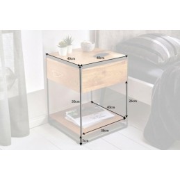 INVICTA stolik nocny SCORPION 40 cm dąb - lite drewno, metal