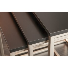 INVICTA zestaw stolików NEW ELEMENTS czarny - MDF, podstawa chromowana