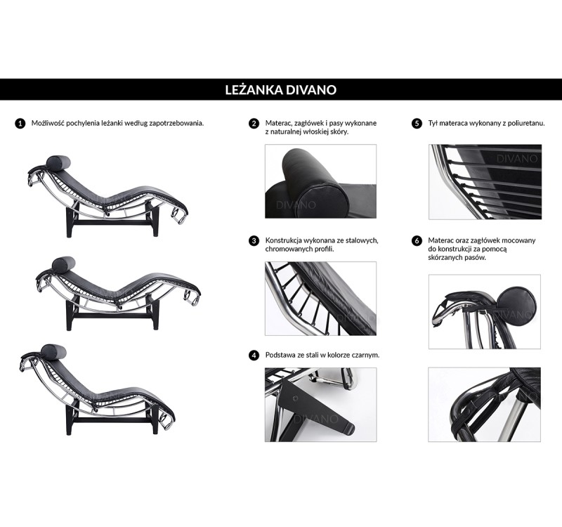 Leżanka DIVANO czarna