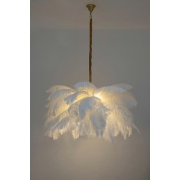 MOOSEE lampa wisząca TIFFANY 135 biała    mosiądz / naturalne pióra