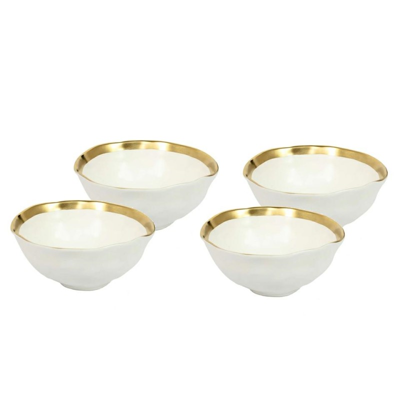 KARE komplet 4 misek BELL 15 cm           biało-złoty