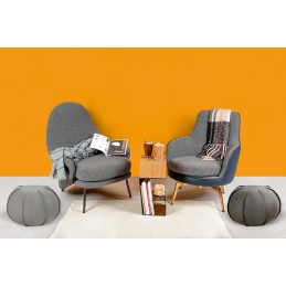 Fotel LOBBY TEDDY szary - stal, opal