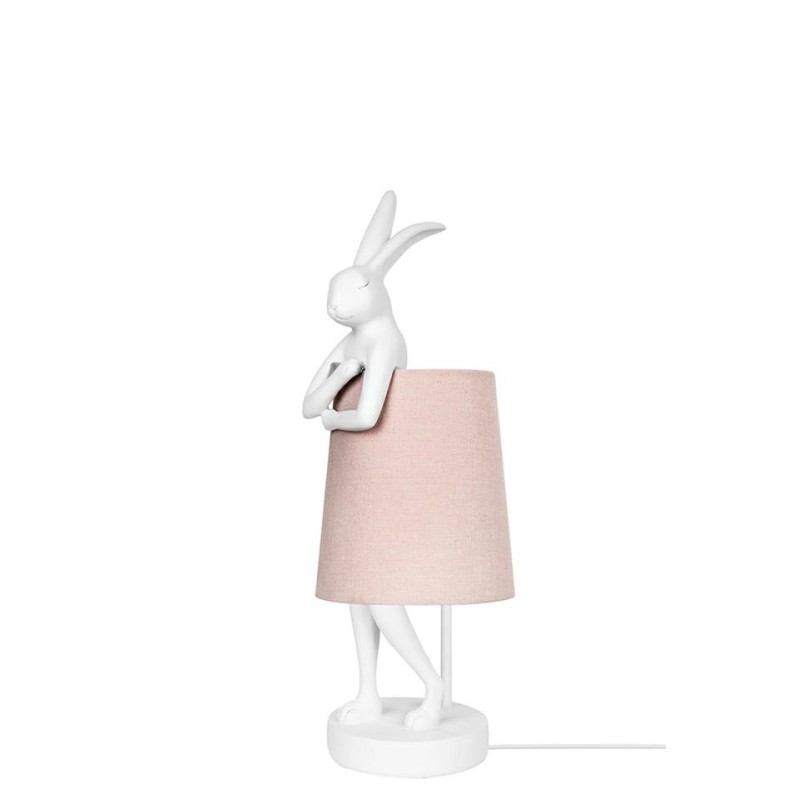 KARE lampa stołowa RABBIT 50 cm  biała / różowa