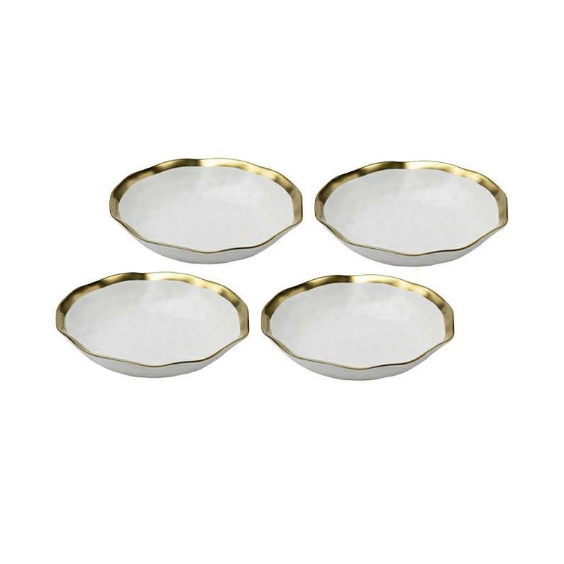 KARE komplet 4 talerzy głębokich BELL 20  cm biało-złoty