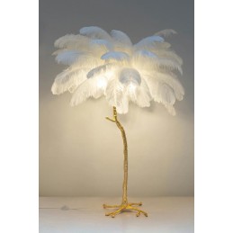 MOOSEE lampa podłogowa TIFFANY 175 biała  mosiądz / naturalne pióra