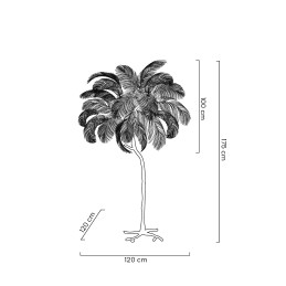 MOOSEE lampa podłogowa TIFFANY 175 biała  mosiądz / naturalne pióra