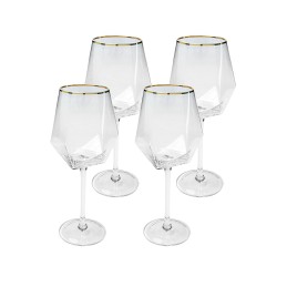 KARE komplet 4 kieliszków do wina         DIAMOND RIM 525 ml
