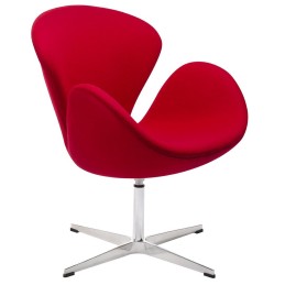 Fotel SWAN WOOL PREMIUM czerwony -  wełna, podstawa stal
