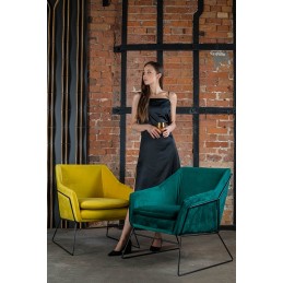Fotel EMMA VELVET ciemny zielony -        welur, metal