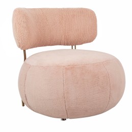 Fotel LOW TEDDY PINK różowy - stal