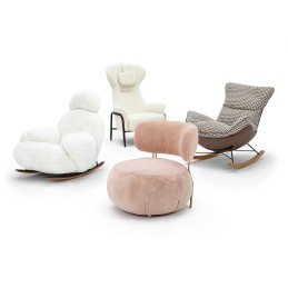 Fotel LOW TEDDY PINK różowy - stal