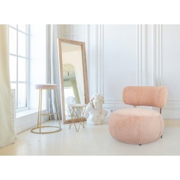 Fotel LOW TEDDY PINK różowy - stal