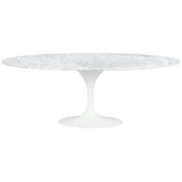 Stół TULIP ELLIPSE MARBLE CARRARA 200     biały - marmur, metal