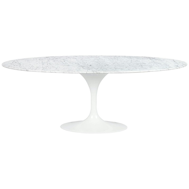 Stół TULIP ELLIPSE MARBLE CARRARA 200     biały - marmur, metal