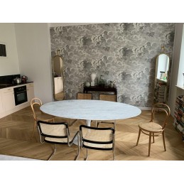Stół TULIP ELLIPSE MARBLE CARRARA 200     biały - marmur, metal