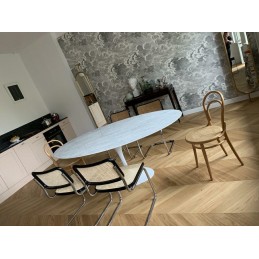 Stół TULIP ELLIPSE MARBLE CARRARA 200     biały - marmur, metal