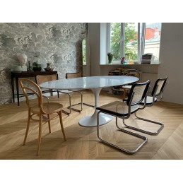 Stół TULIP ELLIPSE MARBLE CARRARA 200     biały - marmur, metal