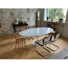 Stół TULIP ELLIPSE MARBLE CARRARA 200     biały - marmur, metal