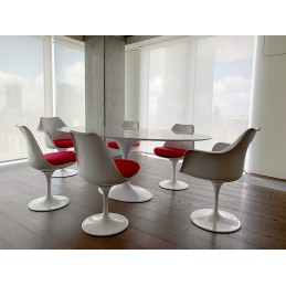 Stół TULIP ELLIPSE MARBLE CARRARA 200     biały - marmur, metal
