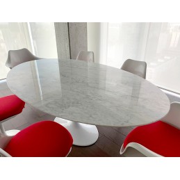 Stół TULIP ELLIPSE MARBLE CARRARA 200     biały - marmur, metal