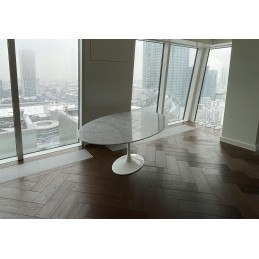 Stół TULIP ELLIPSE MARBLE CARRARA 200     biały - marmur, metal