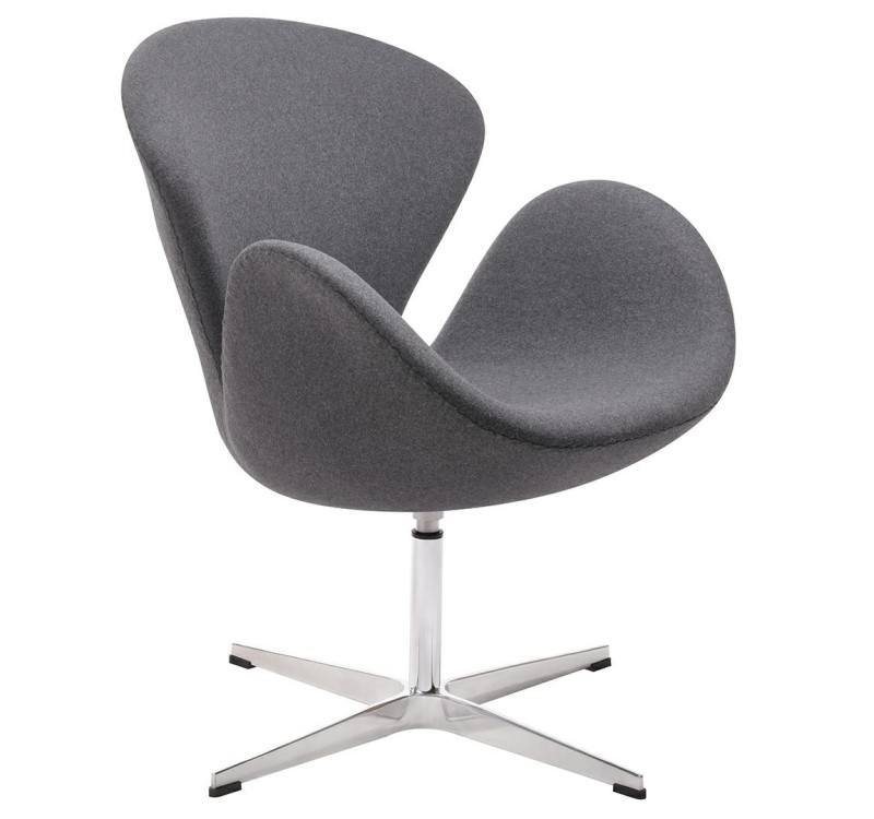 Fotel SWAN WOOL PREMIUM szary - wełna, podstawa stal