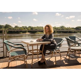 Krzesło ogrodowe CAFE MIRAMAR turkus /    morski rattan