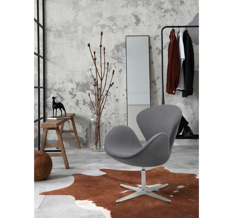 Fotel SWAN WOOL PREMIUM szary - wełna, podstawa stal