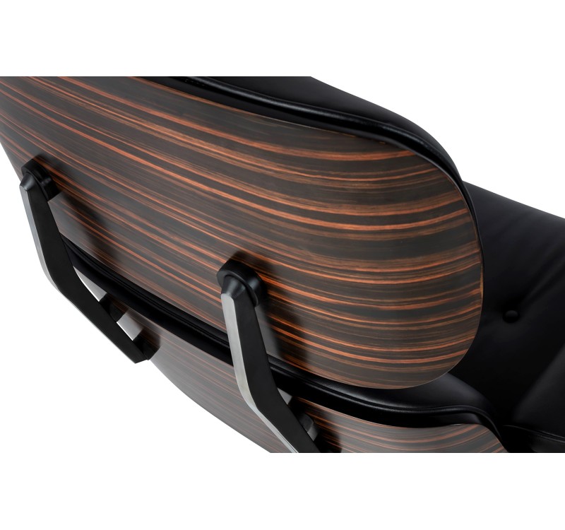 Fotel LOUNGE HM czarny / heban z podnóżkiem