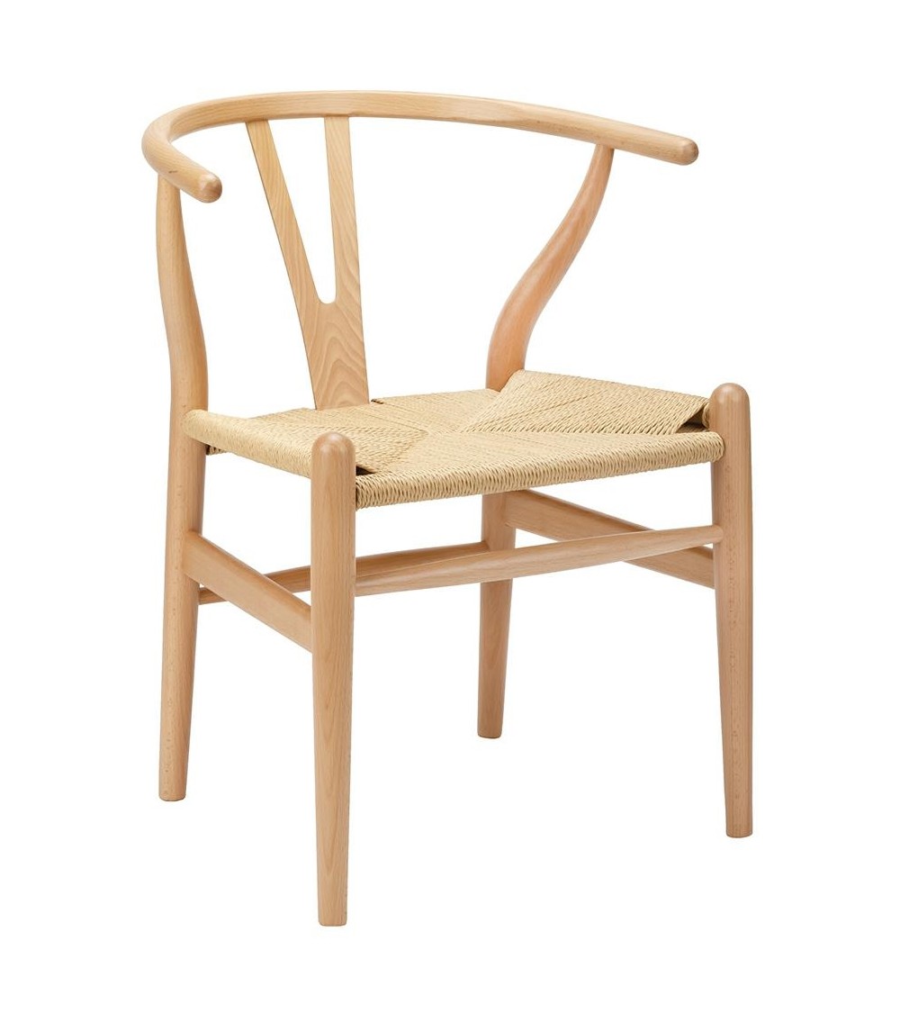 Krzesło WISHBONE natural - drewno bukowe, naturalne włókno