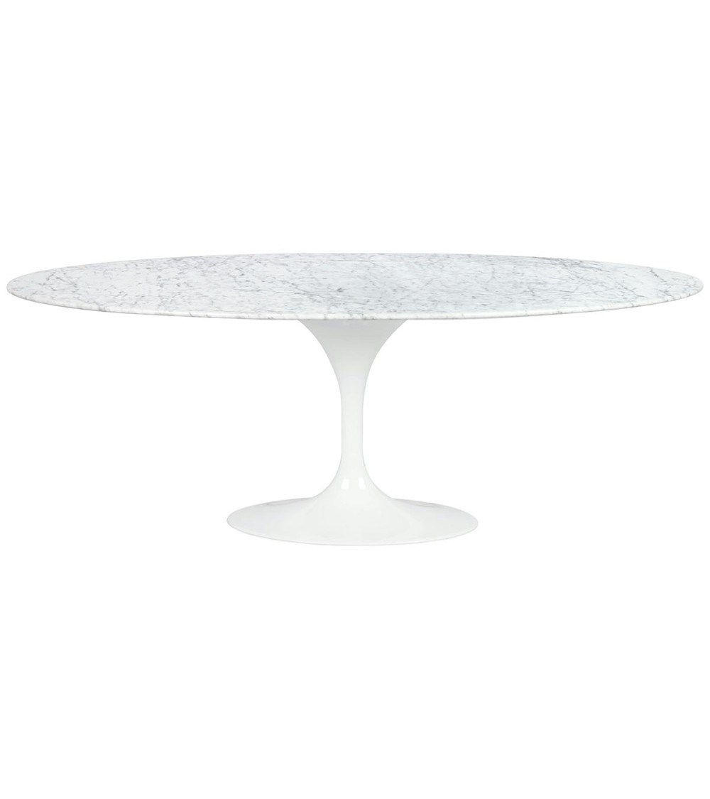 Stół TULIP ELLIPSE MARBLE CARRARA biały - blat owalny marmurowy, metal