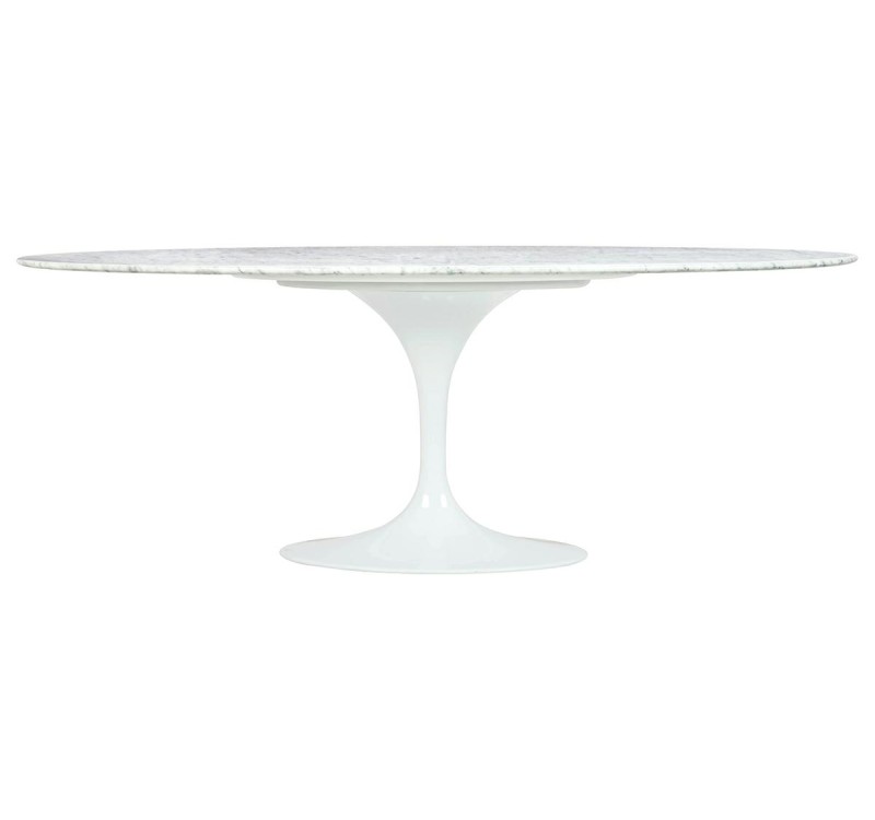 Stół TULIP ELLIPSE MARBLE CARRARA biały - blat owalny marmurowy, metal