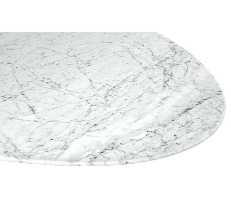 Stół TULIP ELLIPSE MARBLE CARRARA biały - blat owalny marmurowy, metal