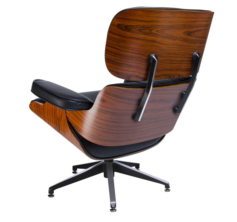 Fotel LOUNGE czarny / róża - skóra naturalna